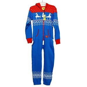 Tipsy Elves Unisex Christmas Jumpsuit XXS Reindeer Pajamas One Piece Hooded NWT